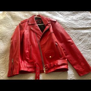 Red genuine leather jacket